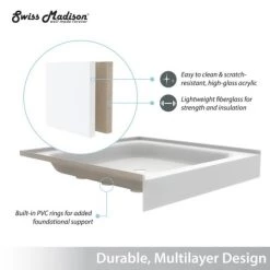 Swiss Madison Voltaire 60" x 34" Rectangular Shower Base with Single Threshold and Right Drain -Shower Bases Sales 5275