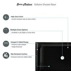Swiss Madison Voltaire 60" x 32" Rectangular Shower Base with Single Threshold and Left Drain 11 Swiss Madison Voltaire 60" x 32" Rectangular Shower Base with Single Threshold and Left Drain -Shower Bases Sales 5324