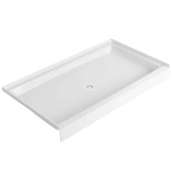 PROFLO Morenci 60" x 34" Rectangular Shower Base with Single Threshold and Center Drain -Shower Bases Sales PFSB6034WH angle 2020 1