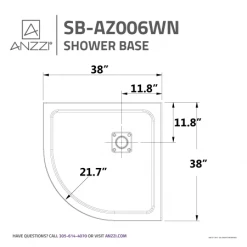 Anzzi Eternity 38" x 38" Neo-Angle Shower Base with Double Threshold and Corner Drain -Shower Bases Sales anzzi sb az006n alternate image 112