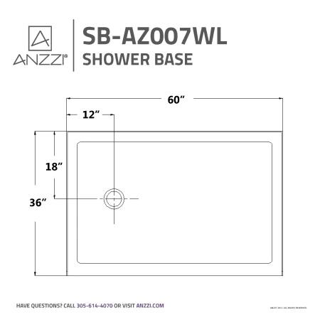 Anzzi Colossi 60" x 36" Single Threshold Shower Base with Left Drain 6 Anzzi Colossi 60" x 36" Single Threshold Shower Base with Left Drain - Image 4