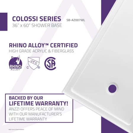 Anzzi Colossi 60" x 36" Single Threshold Shower Base with Left Drain 4 Anzzi Colossi 60" x 36" Single Threshold Shower Base with Left Drain - Image 2