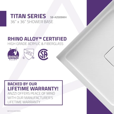 Anzzi Titan 36" x 36" Square Shower Base with Double Threshold and Center Drain 6 Anzzi Titan 36" x 36" Square Shower Base with Double Threshold and Center Drain - Image 4