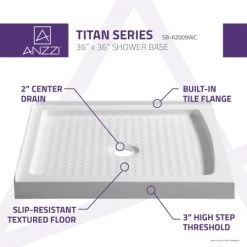 Anzzi Titan 36" x 36" Double Threshold Shower Base with Center Drain 10 Anzzi Titan 36" x 36" Double Threshold Shower Base with Center Drain -Shower Bases Sales anzzi sb az009c alternate image 50