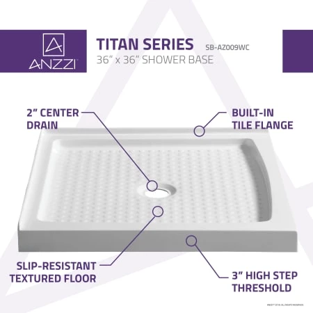 Anzzi Titan 36" x 36" Double Threshold Shower Base with Center Drain 5 Anzzi Titan 36" x 36" Double Threshold Shower Base with Center Drain - Image 3