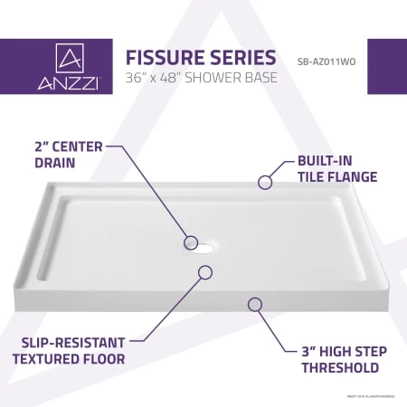 Anzzi Fissure 48" x 36" Rectangular Shower Base with Single Threshold and Center Drain 5 Anzzi Fissure 48" x 36" Rectangular Shower Base with Single Threshold and Center Drain - Image 3