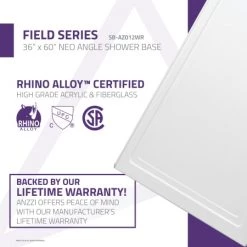 Anzzi Field 60" x 36" Rectangular Shower Base with Double Threshold and Left Drain -Shower Bases Sales anzzi sb az012 alternate image 76