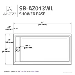 Anzzi Meadow 60" x 32" Single Threshold Shower Base with Reversible Drain 13 Anzzi Meadow 60" x 32" Single Threshold Shower Base with Reversible Drain -Shower Bases Sales anzzi sb az013l alternate image 122