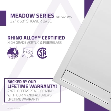 Anzzi Meadow 60" x 32" Single Threshold Shower Base with Reversible Drain 6 Anzzi Meadow 60" x 32" Single Threshold Shower Base with Reversible Drain - Image 4