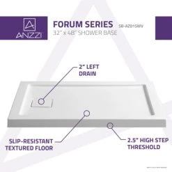 Anzzi Forum 48" x 32" Single Threshold Shower Base with Reversible Drain -Shower Bases Sales anzzi sb az015v alternate image 58