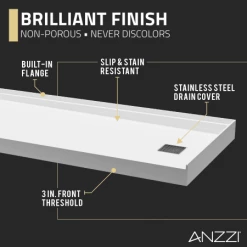 Anzzi Alexander 60" x 30" Rectangular Shower Base with Single Threshold, and Right Drain -Shower Bases Sales anzzi sb az101r alternate image 62