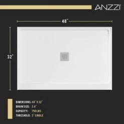 Anzzi Alexander 48" x 32" Rectangular Shower Base with Single Threshold, and Center Drain 10 Anzzi Alexander 48" x 32" Rectangular Shower Base with Single Threshold, and Center Drain -Shower Bases Sales anzzi sb az103c alternate image 73