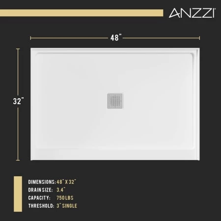 Anzzi Alexander 48" x 32" Rectangular Shower Base with Single Threshold, and Center Drain 6 Anzzi Alexander 48" x 32" Rectangular Shower Base with Single Threshold, and Center Drain - Image 4