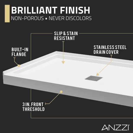 Anzzi Alexander 48" x 32" Rectangular Shower Base with Single Threshold, and Center Drain 7 Anzzi Alexander 48" x 32" Rectangular Shower Base with Single Threshold, and Center Drain - Image 5