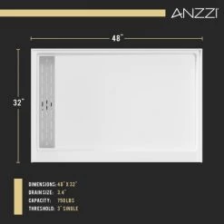 Anzzi Alexander 48" x 32" Rectangular Shower Base with Single Threshold, and Left Drain -Shower Bases Sales anzzi sb az103l alternate image 69