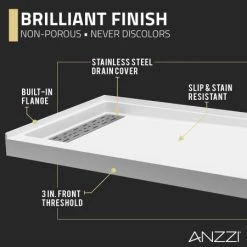 Anzzi Alexander 48" x 32" Rectangular Shower Base with Single Threshold, and Left Drain -Shower Bases Sales anzzi sb az103l alternate image 70