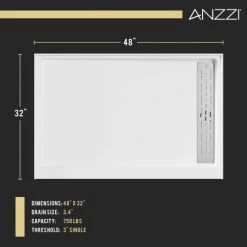 Anzzi Alexander 48" x 32" Rectangular Shower Base with Single Threshold, and Right Drain -Shower Bases Sales anzzi sb az103r alternate image 53
