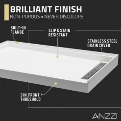 Anzzi Alexander 48" x 32" Rectangular Shower Base with Single Threshold, and Right Drain -Shower Bases Sales anzzi sb az103r alternate image 54