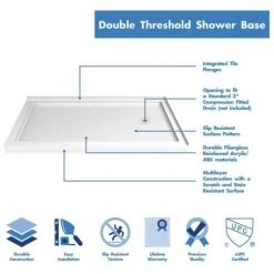 DreamLine Slimline 36" x 54" Rectangular Shower Base with Double Threshold and Right Drain -Shower Bases Sales dreamline dlt 1036542 alternate view 7666