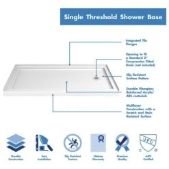 DreamLine SlimLine 36" X 60" Shower Base with Single Threshold and Right-Side Drain -Shower Bases Sales dreamline dlt 1136602 alternate view 7799