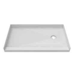 DreamLine TilePrime 30" D x 60" W x 3" H Single Threshold Shower Base with Right Drain