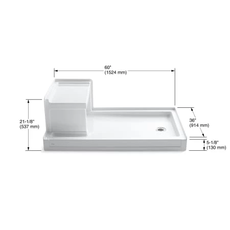 Kohler Tresham 60" x 36" Single Threshold Shower Receptor with Integral Seat and Right Hand Drain 6 Kohler Tresham 60" x 36" Single Threshold Shower Receptor with Integral Seat and Right Hand Drain - Image 4