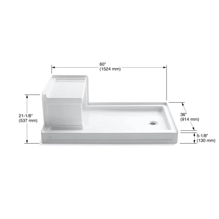 Kohler Tresham 60" x 36" Single Threshold Shower Receptor with Integral Seat and Right Hand Drain 7 Kohler Tresham 60" x 36" Single Threshold Shower Receptor with Integral Seat and Right Hand Drain - Image 5