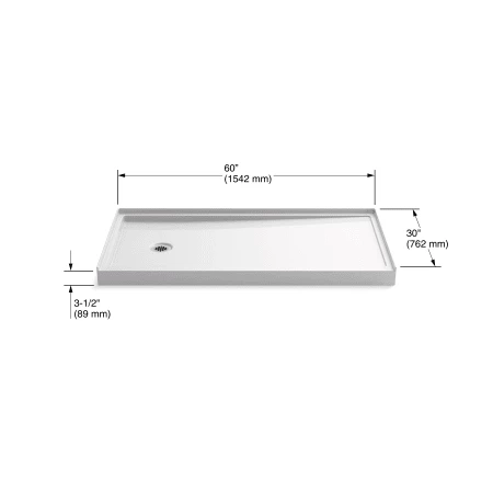Kohler Rely 60" x 30" Rectangular Shower Base with Single Threshold and Left Drain 6 Kohler Rely 60" x 30" Rectangular Shower Base with Single Threshold and Left Drain - Image 4