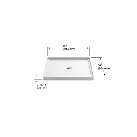 Kohler Rely 36" x 34" Square Shower Base with Single Threshold and Center Drain 6 Kohler Rely 36" x 34" Square Shower Base with Single Threshold and Center Drain - Image 4