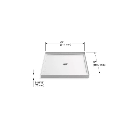 Kohler Rely 36" x 42" Square Shower Base with Single Threshold and Center Drain 8 Kohler Rely 36" x 42" Square Shower Base with Single Threshold and Center Drain - Image 6