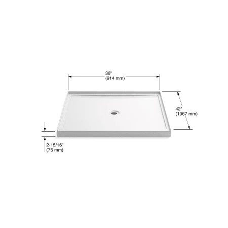 Kohler Rely 48" x 42" Square Shower Base with Single Threshold and Center Drain 7 Kohler Rely 48" x 42" Square Shower Base with Single Threshold and Center Drain - Image 5