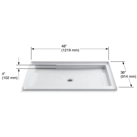 Kohler Purist 48" x 36" Single Threshold Shower Base with Center Drain 5 Kohler Purist 48" x 36" Single Threshold Shower Base with Center Drain - Image 3