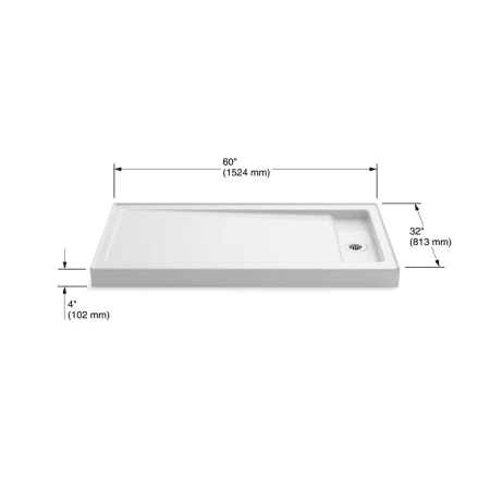 Kohler Bellwether 60" x 32" Single Threshold Shower Base with Recessed Center Right Drain 7 Kohler Bellwether 60" x 32" Single Threshold Shower Base with Recessed Center Right Drain - Image 5
