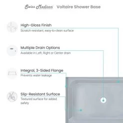 Swiss Madison Voltaire 48" x 36" Rectangular Shower Base with Single Threshold, and Right Drain -Shower Bases Sales swiss madison sm sb509 alternate view 779