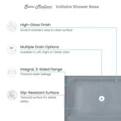 Swiss Madison Voltaire 60" x 36" Rectangular Shower Base with Single Threshold, and Center Drain 10 Swiss Madison Voltaire 60" x 36" Rectangular Shower Base with Single Threshold, and Center Drain -Shower Bases Sales swiss madison sm sb523 alternate view 887