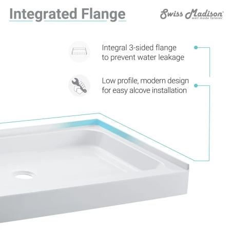Swiss Madison Voltaire 42" x 42" Rectangular Shower Base with Single Threshold, and Center Drain 8 Swiss Madison Voltaire 42" x 42" Rectangular Shower Base with Single Threshold, and Center Drain - Image 6