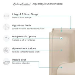 Swiss Madison Aquatique 59-3/4" x 32" Rectangular Shower Base with Single Threshold, and Left Drain -Shower Bases Sales swiss madison sm sb537 alternate view 1614